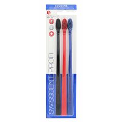 Klasický zubní kartáček Swissdent Profi Colours Trio Soft-Medium 3 ks Black, Red, Blue