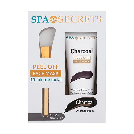 Xpel Spa Secrets Charcoal Peel Off Face Mask dámská dárková sada pleťová maska Spa Secrets Charcoal Peel Off 100 ml + aplikátor pro ženy