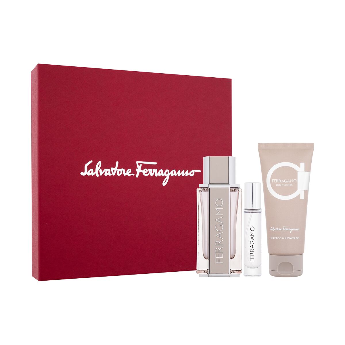 Salvatore Ferragamo Ferragamo Bright Leather pánská dárková sada toaletní voda 100 ml + sprchový gel 100 ml + toaletní voda 10 ml pro muže