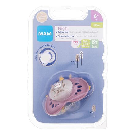 MAM Night Silicone Pacifier 6m+ Owl svíticí silikonový dudlík