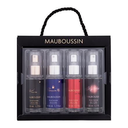 Mauboussin Mauboussin Collection dámský dárková sada tělový závoj Elixir Pour Elle 50 ml + tělový závoj Promise Me 50 ml + tělový závoj Mauboussin In Red 50 ml + tělový závoj Mauboussin My Twist 50 ml pro ženy