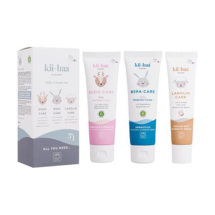 Kii-Baa Organic Baby Cream Set dětský dárková sada dětský krém B5PA-CARE 50 g + dětský krém SUDO-CARE 50 g + dětská mast Lanolin Care 30 g pro děti