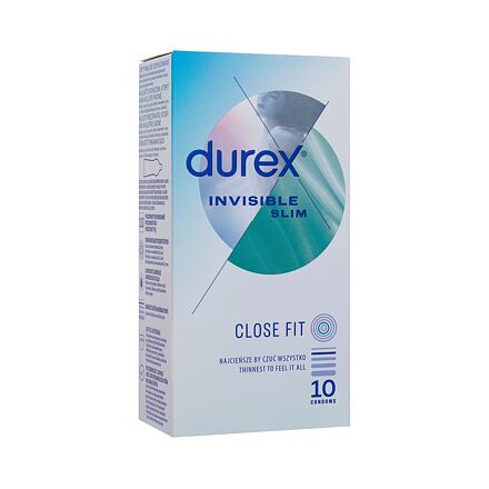 Durex Invisible Slim tenké a užší kondomy se silikonovým lubrikačním gelem 10 ks pro muže