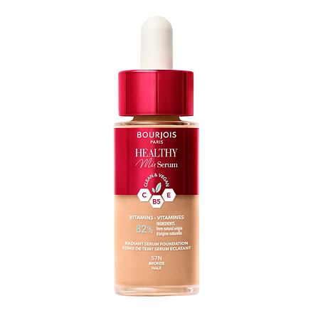 BOURJOIS Paris Healthy Mix Clean & Vegan Serum Foundation rozjasňující tekutý make-up 30 ml odstín 57n bronze halé
