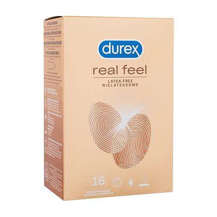 Durex Real Feel bezlatexový kondom se silikonovým lubrikačním gelem 16 ks pro muže poškozená krabička