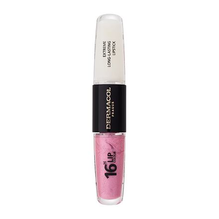 Dermacol 16H Lip Colour Extreme Long-Lasting Lipstick dámská dlouhotrvající rtěnka a lesk na rty 2v1 8 ml odstín růžová