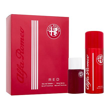 Alfa Romeo Red pánská dárková sada toaletní voda 15 ml + tělový sprej 150 ml pro muže