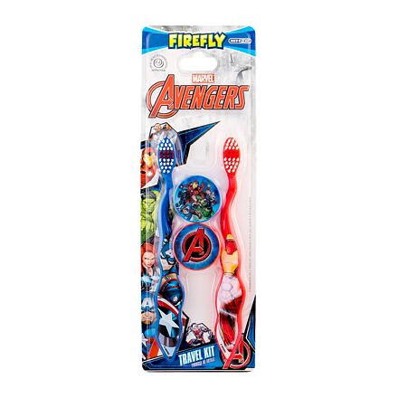 Marvel Avengers Toothbrush dárková sada zubní kartáček 2 ks + pouzdro 2 ks