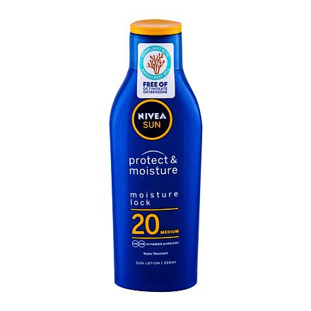 Nivea Sun Protect & Moisture SPF20 unisex voděodolné hydratační mléko na opalování 200 ml