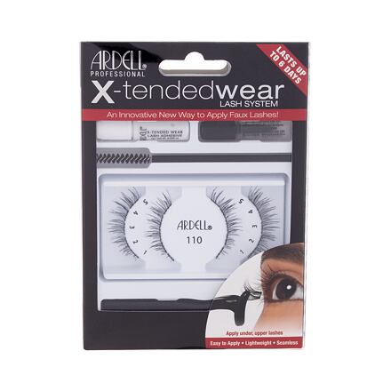 Ardell X-Tended Wear Lash System 110 dámské odstín black sada: umělé řasy X-Tended 110 1 ks + lepidlo na řasy X-Tended Wear 1 g + aplikátor 1 ks + odstraňovač řas 1 g + kartáček na řasy 1 ks