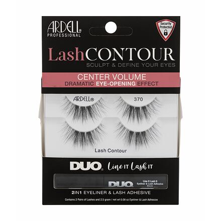 Ardell Lash Contour 370 dámské odstín black dárková sada umělé řasy Lash Contour 370 2 páry + lepidlo na řasy a oční linka Duo Line It Lash It 2in1 Eyeliner & Lash Adhesive 2,5 g