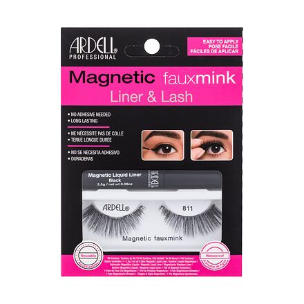 Ardell Magnetic Faux Mink 811 dámské odstín black sada: umělé řasy Magnetic Faux Mink 811 1 ks + magnetická tekutá gelová linka Magnetic Liquid Liner 2,5 g Black