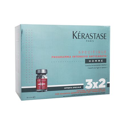 Kérastase Spécifique Cure Anti-Chute Intensive Homme Set dárková sada kúra proti vypadávání vlasů Specifique Intense Anti-Thinning Care 30 x 6 ml + šampon Genesis Homme Daily Fortifying Purifying 10 ml + šampon Genesis Homme Thickness Boosting Shampoo Sys