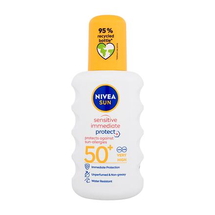 Nivea Sun Sensitive Immediate Protect+ Sun-Allergy SPF50+ unisex sprej na opalování pro citlivou a alergickou pleť 200 ml