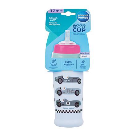 Canpol babies Active Cup Non-Spill Sport Cup Cars Blue sportovní lahev se slámkou 350 ml