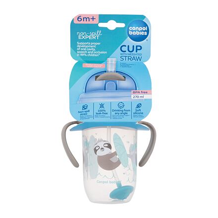 Canpol babies Exotic Animals Non-Spill Expert Cup With Weighted Straw Grey nevylévací hrneček se slámkou a závažím 270 ml