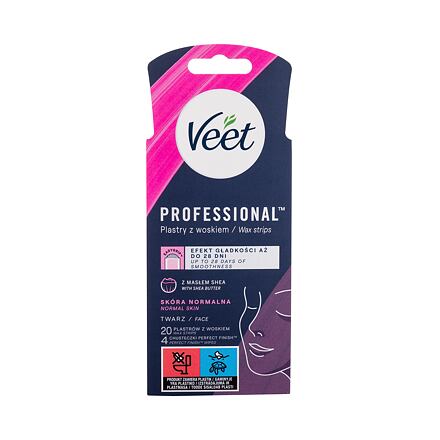 Veet Professional Wax Strips Face Normal Skin voskové depilační pásky na obličej 20 ks pro ženy