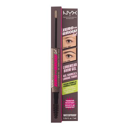NYX Professional Makeup Zero To Brow barevný gel na obočí 2 ml odstín šedá