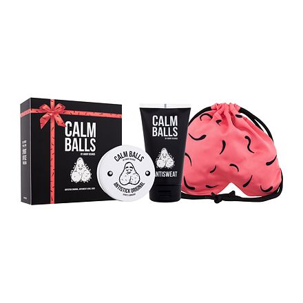 Angry Beards Calm Balls dárková sada lubrikant Antistick 150 ml + deodorant na intimní partie Antisweat 150 ml + růžový pytlík pro muže
