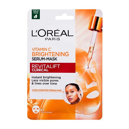 L'Oréal Paris Revitalift Clinical Vitamin C Brightening Serum-Mask dámská rozjasňující textilní pleťová maska 26 g pro ženy