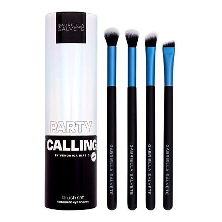 Gabriella Salvete Party Calling Brush Set dámský odstín černá dárková sada štětec na korektor Flawless Concealer Brush 1 ks + šikmý stínovací štětec Angled Shading Brush 1 ks + šikmý štětec na oční stíny Angled Eyeshadow Brush 1 ks + kulatý stínovací štět