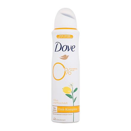 Dove 0% ALU Citrus & Peach 48h dámský deodorant pro eliminaci bakterií vznikajících při pocení 150 ml pro ženy