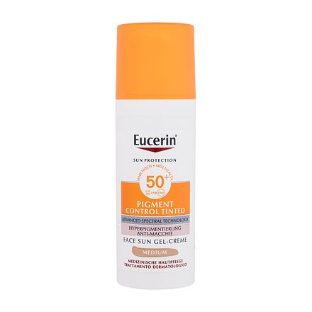 Eucerin Sun Protection Pigment Control Tinted Gel-Cream SPF50+ dámský opalovací a tónující gelový krém proti pigmentovým skvrnám 50 ml odstín medium pro ženy