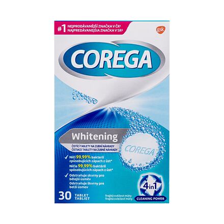Corega Tabs Whitening čisticí a bělicí tablety pro zubní náhradu 30 ks