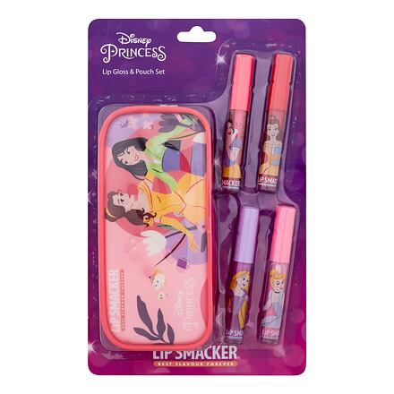 Lip Smacker Disney Princess Lip Gloss & Pouch Set odstín růžová dárková sada lesk na rty 4 x 6 ml + kosmetická taštička
