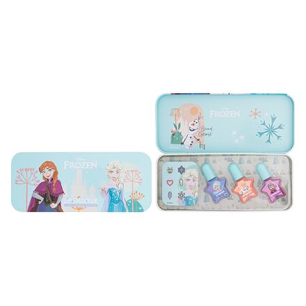 Lip Smacker Disney Frozen Nail Polish Tin odstín paletka barev dárková sada lak na nehty 3 x 4,25 ml + samolepky + plechová krabička