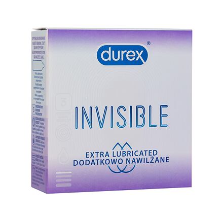 Durex Invisible Extra Lubricated extra tenké kondomy se silikonovým lubrikačním gelem 3 ks pro muže