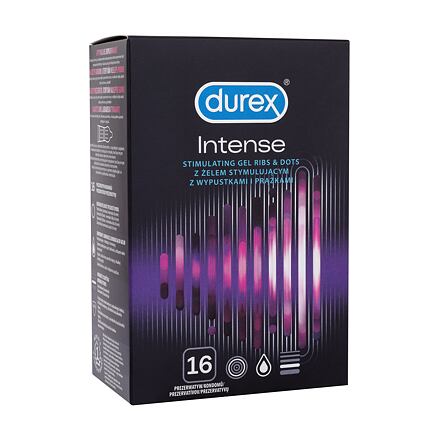 Durex Intense vroubkované kondomy se stimulujícími výstupky a gelem desirex 16 ks pro muže