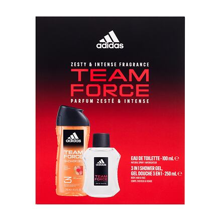Adidas Team Force pánská dárková sada toaletní voda 100 ml + sprchový gel 250 ml pro muže poškozená krabička