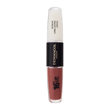 Dermacol 16H Lip Colour Extreme Long-Lasting Lipstick dámská dlouhotrvající rtěnka a lesk na rty 2v1 8 ml odstín korálová