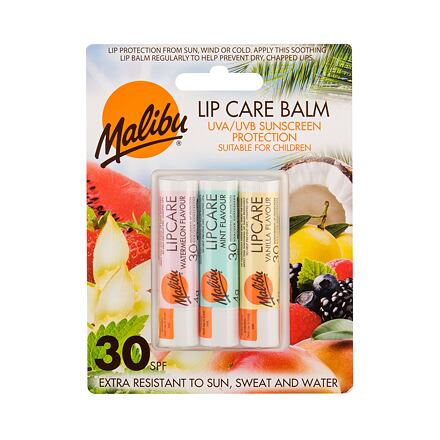 Malibu Lip Care dámský dárková sada balzám na rty Watermelon 4 g + balzám na rty 4 g Mint + balzám na rty 4 g Vanilla