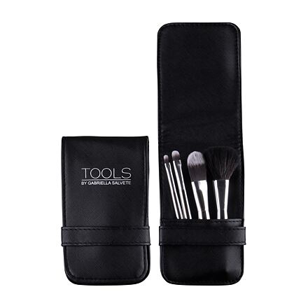 Gabriella Salvete TOOLS Travel Set Of Brushes dámský odstín černá sada: kosmetický štětec na pudr 1 ks + kosmetický štětec na tvářenku 1 ks + kosmetický štětec na oční stíny 1 ks + kosmetický štětec na rtěnku 1 ks+ pouzdro