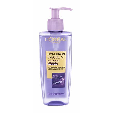 L'Oréal Paris Hyaluron Specialist Replumping Purifying Gel Wash dámský čisticí gel s kyselinou hyaluronovou 200 ml pro ženy