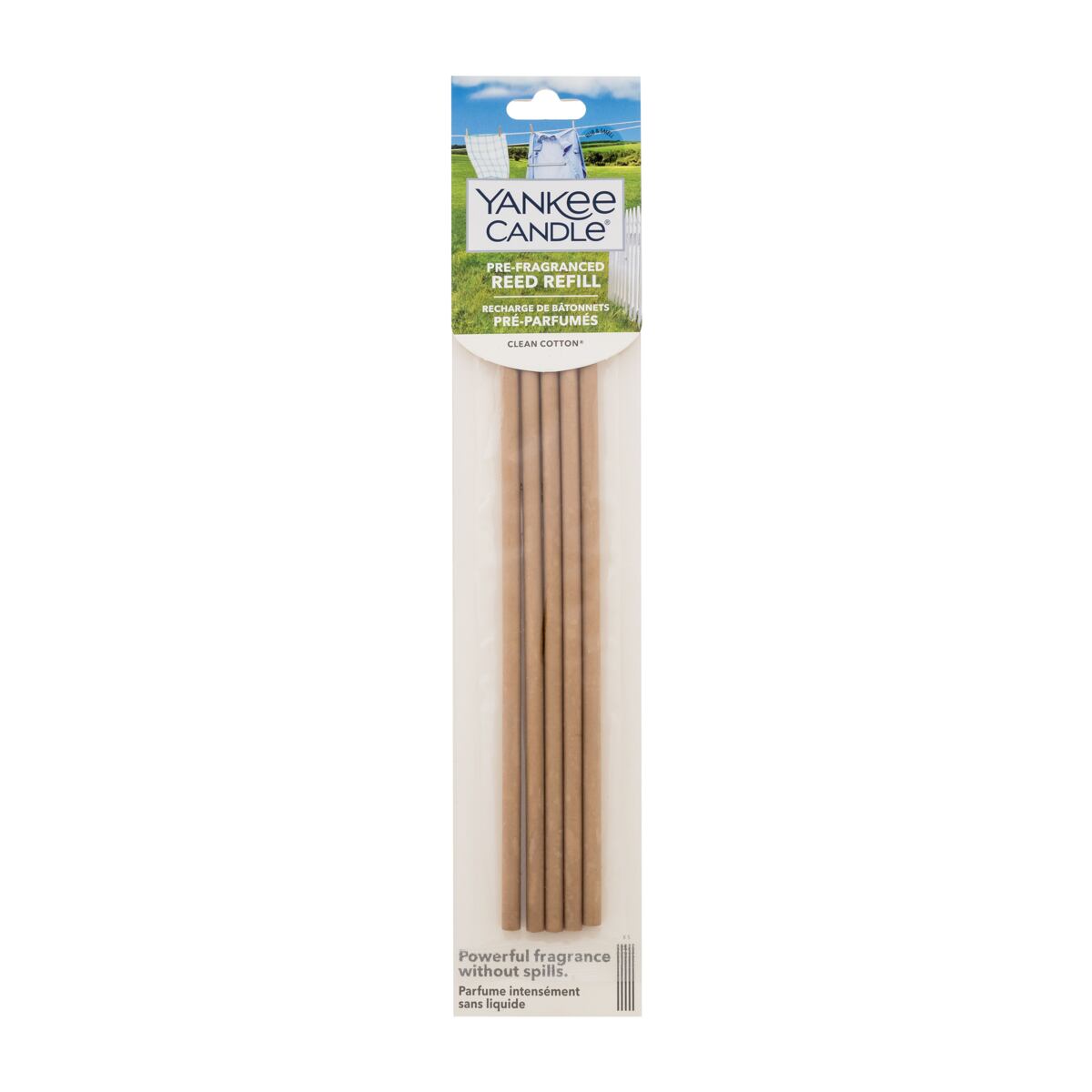 Yankee Candle Clean Cotton Pre-Fragranced Reed Refill unisex náhradní vonné tyčinky do difuzéru 5 ks