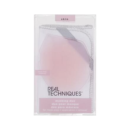 Real Techniques Skin Masking Duo odstín růžová sada: aplikátor na pleťovou masku 1 ks + bavlněný ručník 1 ks