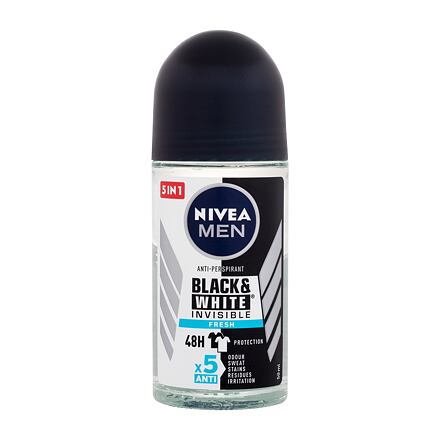 Nivea Men Invisible For Black & White Fresh 48h pánský deodorant nezanechávající skvrny na oblečení 50 ml pro muže