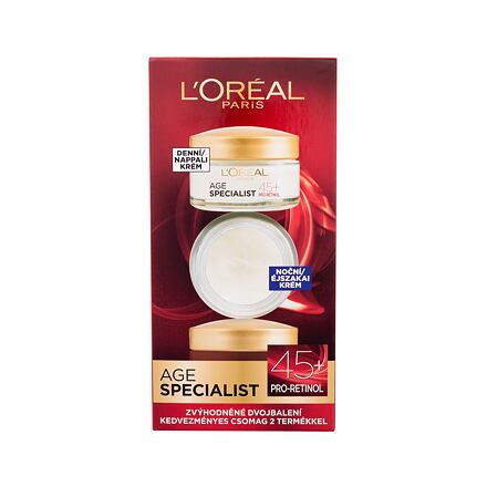 L'Oréal Paris Age Specialist 45+ dámský dárková sada denní pleťový krém Age Specialist 45 50 ml + noční pleťový krém Age Specialist 45 50 ml pro ženy