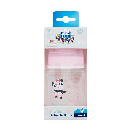 Canpol babies Exotic Animals Easy Start Anti-Colic Bottle Pink 0m+ kojenecká lahev 120 ml