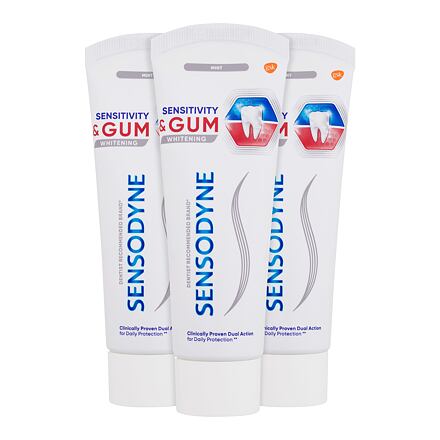Sensodyne Sensitivity & Gum Whitening Trio bělicí zubní pasta pro úlevu od bolesti zubů a zlepšení zdraví dásní 3x75 ml