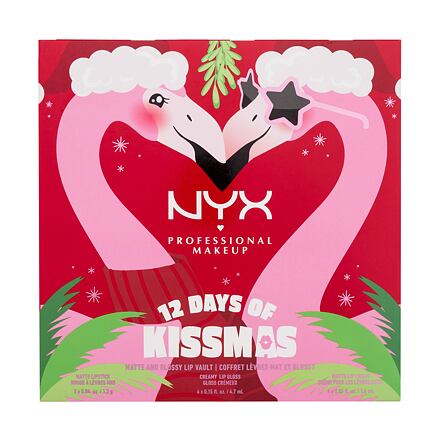 NYX Professional Makeup Fa La La L.A. Land 12 Days Of Kissmas dámská dárková sada lesk na rty 6 ks + rtěnka 6 ks