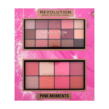 Makeup Revolution London Pink Moments Face & Eye Gift Set dámská dárková sada paletka tvářenek a rozjasňovačů Blush Palette 16 g Lover + paletka očních stínů Reloaded Eyeshadows Palette 16,5 g Romance