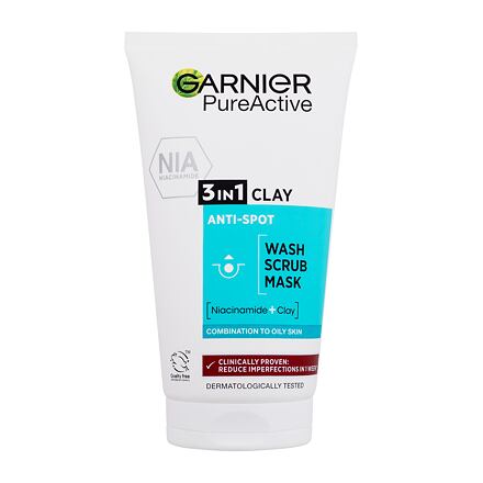 Garnier Pure Active 3in1 Clay unisex čisticí krém, maska a peeling v jednom 150 ml unisex