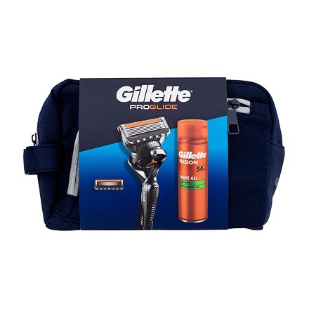 Gillette ProGlide pánský dárková sada holicí strojek Proglide 1 ks + náhradní hlavice Proglide 1 ks + gel na holení Fusion Shave Gel Sensitive 200 ml + kosmetická taštička pro muže