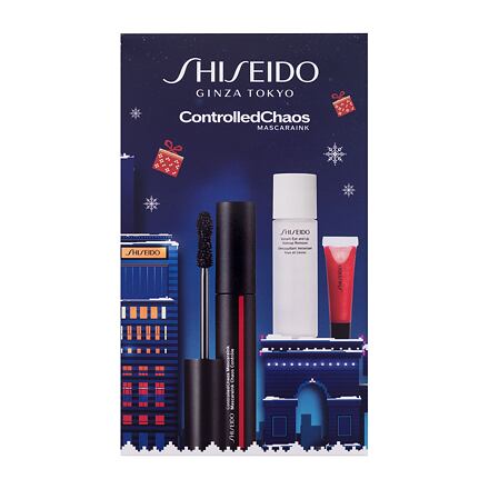 Shiseido ControlledChaos MascaraInk dámská odstín černá dárková sada řasenka ControlledChaos MascaraInk 11,5 ml + odličovací přípravek Instant Eye and Lip Makeup Remover 30 ml + lesk na rty Shimmer GelGloss 2 ml 07 Shin-Ku Red