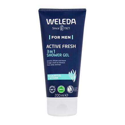 Weleda For Men Active Fresh 3in1 pánský osvěžující sprchový gel na tělo, obličej a vlasy 200 ml pro muže