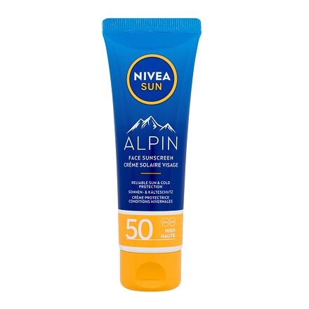 Nivea Sun Alpin Face Sunscreen SPF50 unisex pleťový krém pro ochranu před uv zářením a chladem 50 ml unisex